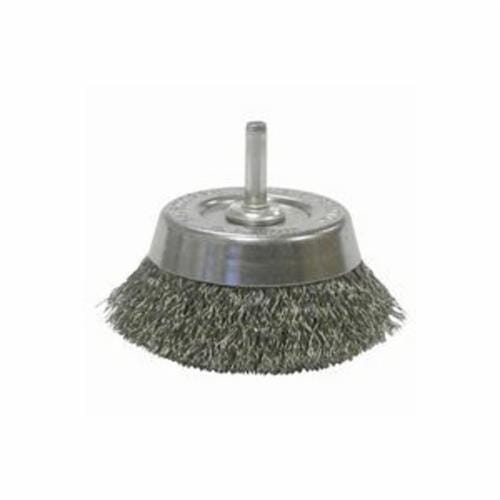 Weiler® 14302 Stem Mounted Utility Cup Brush, 2-3/4 in Dia Brush, 0.0118 in Dia Filament/Wire, Crimped, Steel Fill